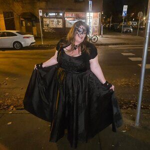 Full length black gown with corset lacing - Size 26